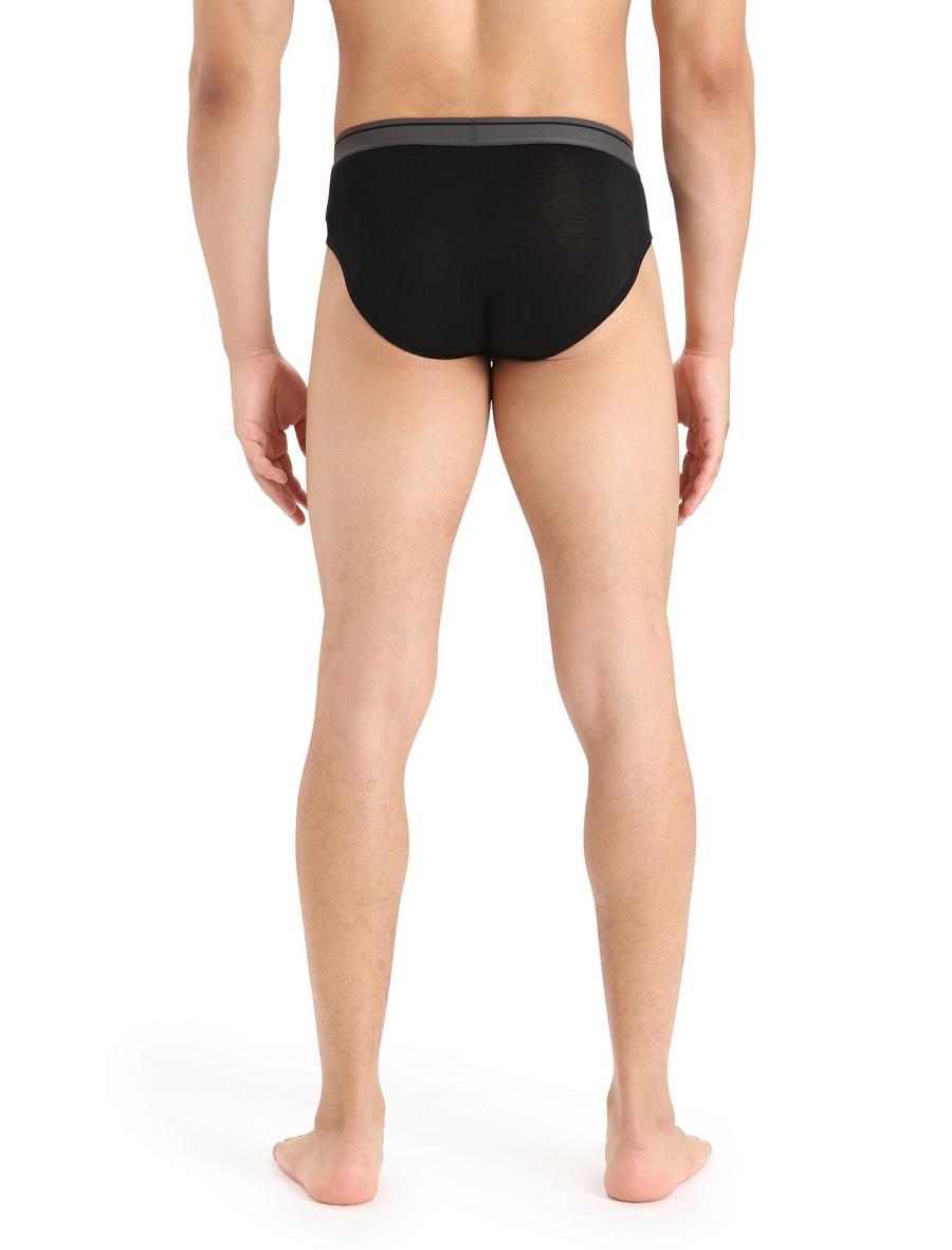 Black Men's Icebreaker Merino Anatomica Briefs Underwear | USA 1299JPQJ